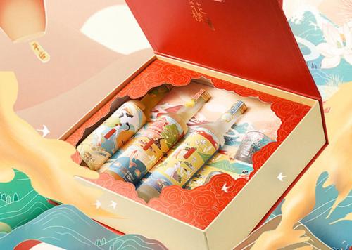 小花样桂花梅子果酒,国潮中秋礼品酒